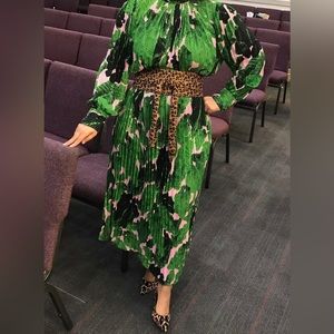 Pink & Green Floral Dress with matching belt